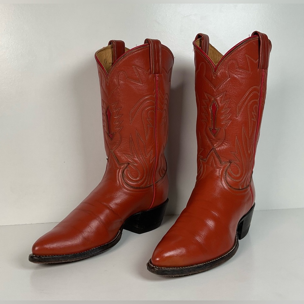 Vintage Tony Lama Cowboy Boots | Gold Label | Tooled Inlay | 6.5 C | Women’s 7.5